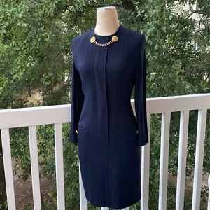 Vintage Dépèche Mode Navy Shift Dress w/ Military Gold Button Detail Size 10 VTG
